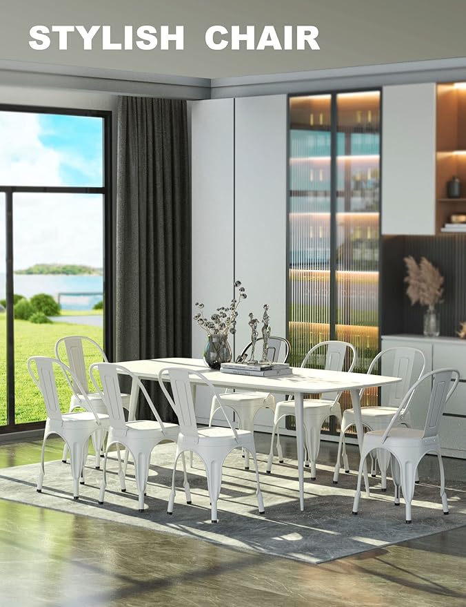 Nazhura Metal Dining Chair Farmhouse Tolix Style - Image 2