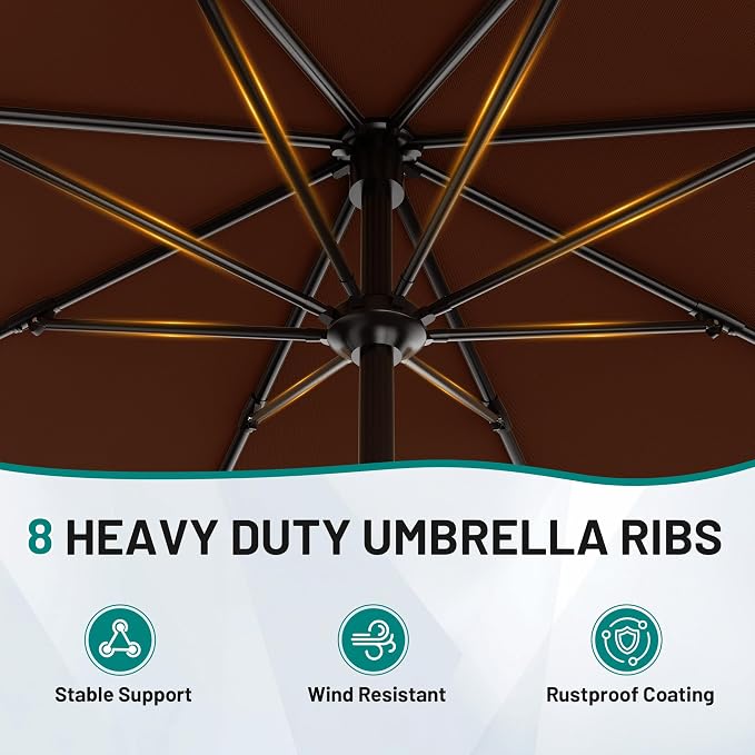 AreShark 9 FT Patio Umbrella for Outdoor, Outdoor Table Umbrella - Image 3