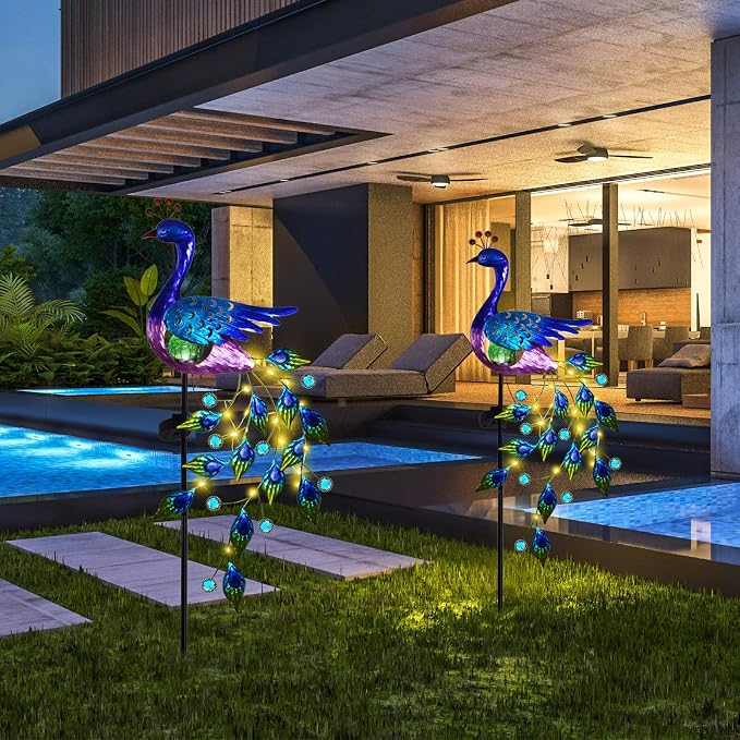DREAMSOUL Peacock Solar Garden Lights Outdoor Decorative Stake, Waterproof - Image 5