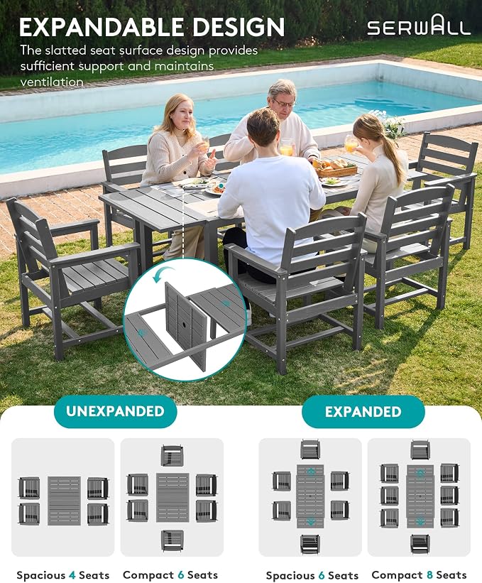 SERWALL Outdoor Expandable Dining Table 60" - Image 4