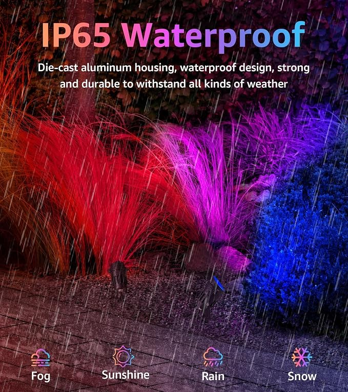 SUNVIE RGBW Outdoor Spotlight 12W LED Landscape Spotlights 120V Color Changing - Image 3