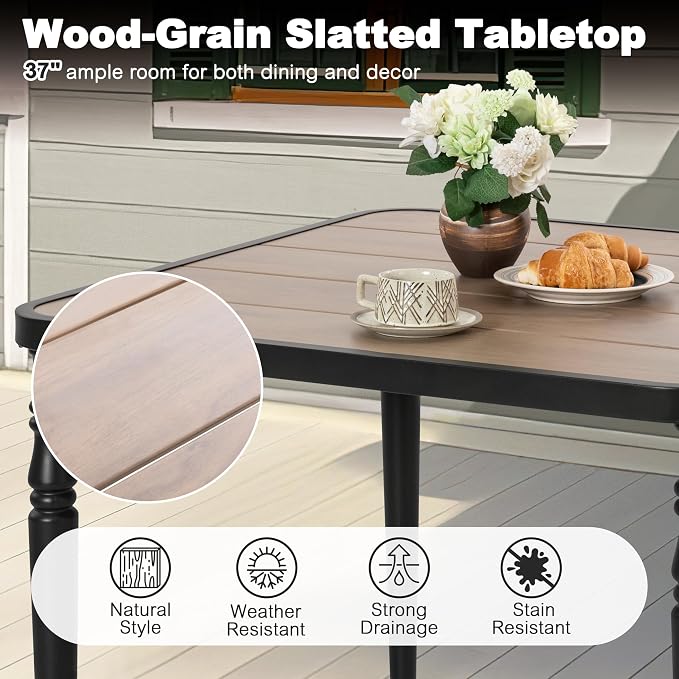 NUU GARDEN 37" Square Outdoor Dining Table, Metal Dining Table - Image 4