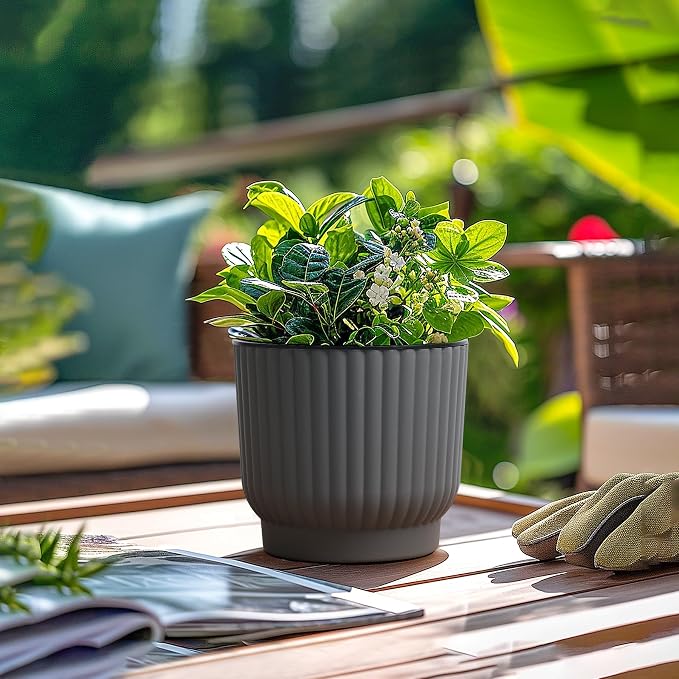 T4U 6 Inch Self Watering Pots for Indoor Plants, 6 Pack Plant Pots, Self - Image 9