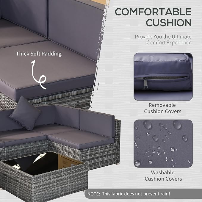 Outsunny 7-Piece Patio Furniture Sets Outdoor Wicker Conversation Sets All - Image 4