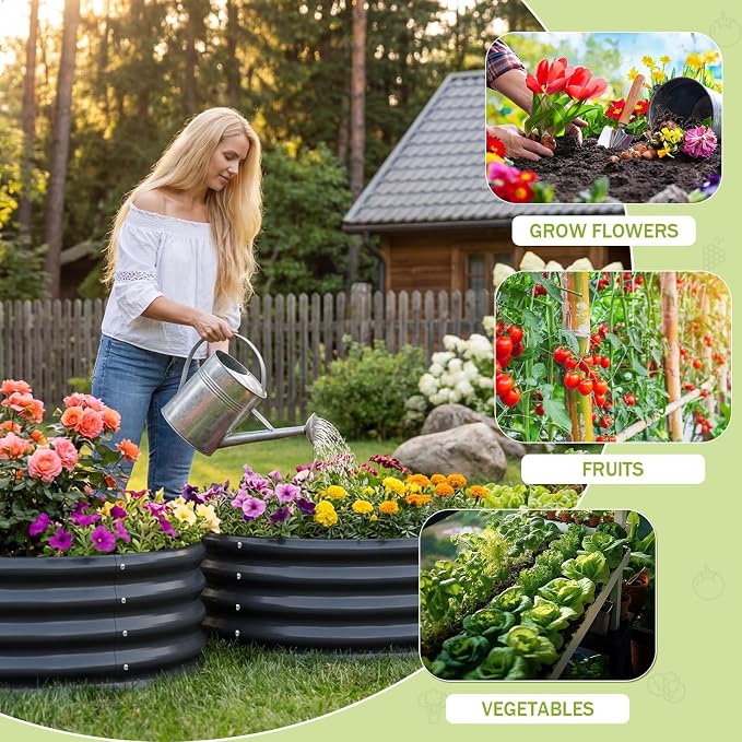 AHEONLAR 3Pack 2x2x1 ft Round Galvanized Raised Garden Bed Kit Round Metal - Image 3