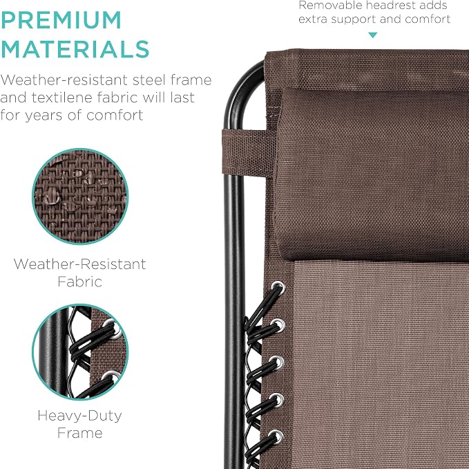 Best Choice Products Set of 2 Adjustable Steel Mesh Zero Gravity Lounge Chair - Image 7