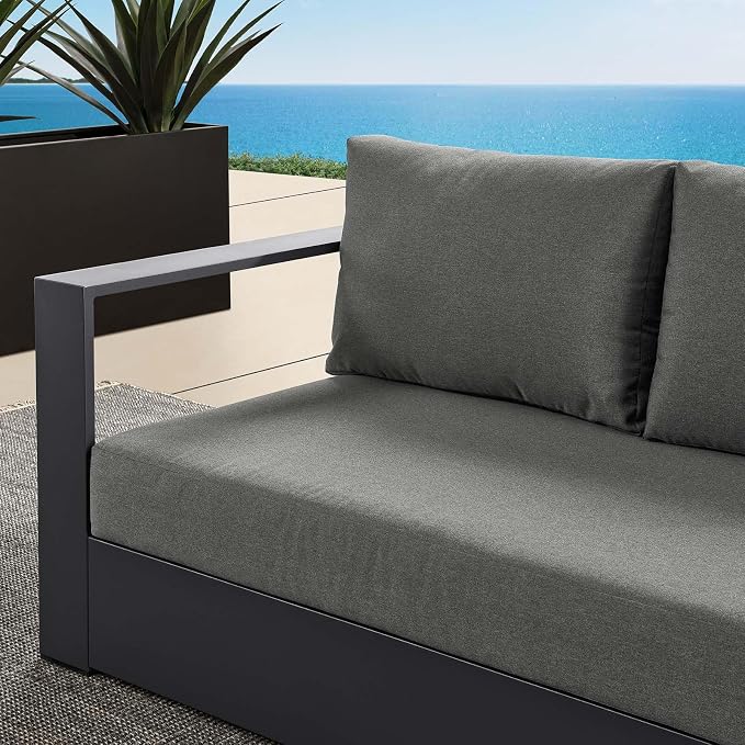 Modway Tahoe Aluminum Modular Left-Facing Outdoor Patio Loveseat in Gray - Image 9