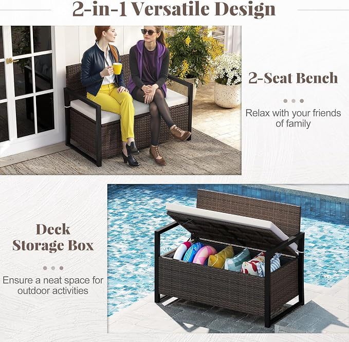 RELAX4LIFE Wicker Outdoor Bench - Image 4