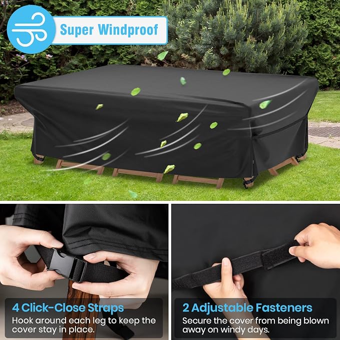 Velway Patio Furniture Cover Outdoor, Waterproof Rectangular Patio Table Chair - Image 4