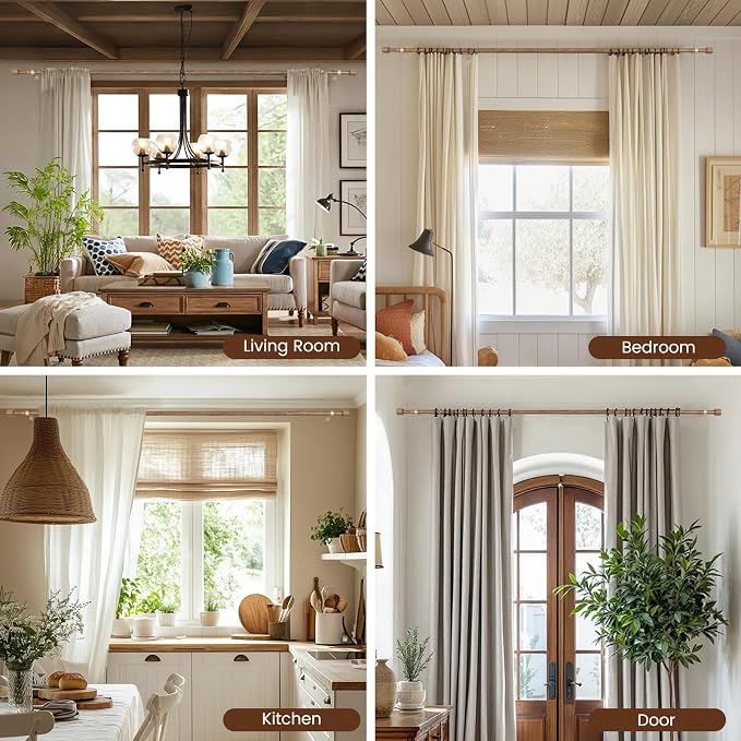 1” Diameter Curtain Rods Itself is 30 to 60 inch 2 Pack Fit 30-54 inch Window - Image 7