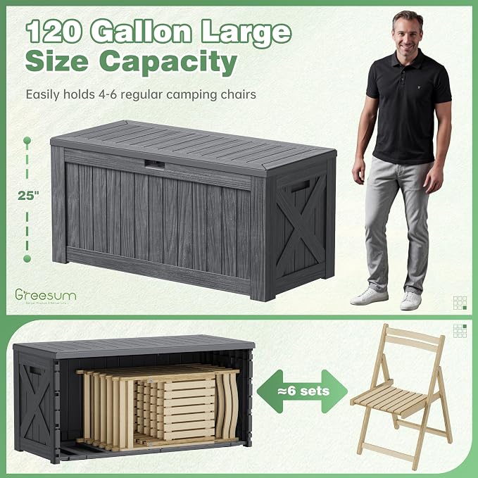 Greesum Outdoor Storage Box 120 Gallon Storage Bin - Image 5