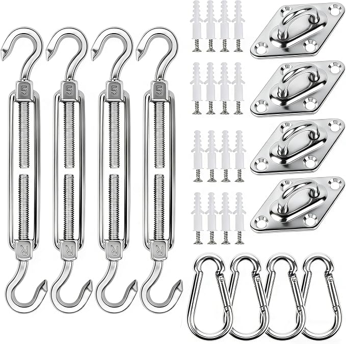 YOFIT 44 Pcs Shade Sail Hardware Kit, 5 Inch Outdoor Sun Sail Accessories by yofit