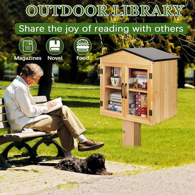 Outdoor Library Outdoor Book Box Storage Small Wooden Cabinet Little Literature - Image 7