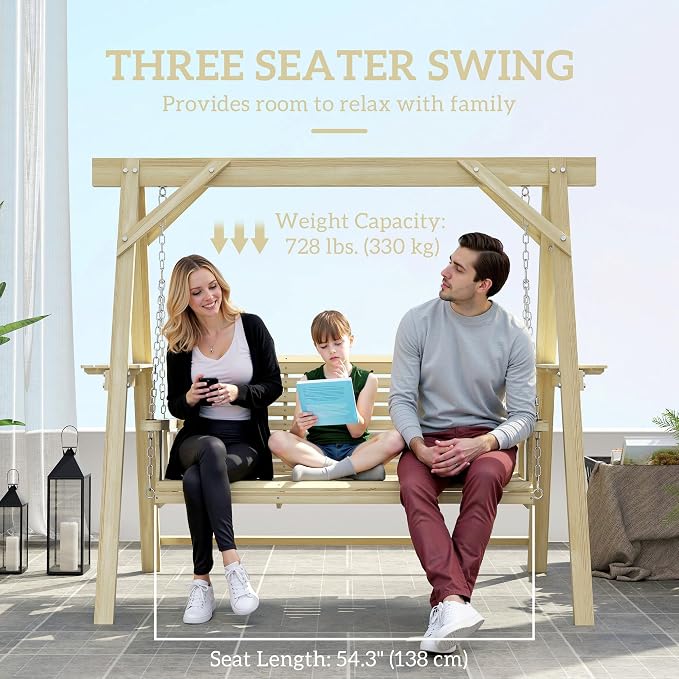 Outsunny 3 Seat Porch Swing - Image 3