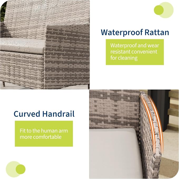 GAOMON 4-Piece Patio Furniture Set, Modern PE Rattan Conversation Set - Image 4