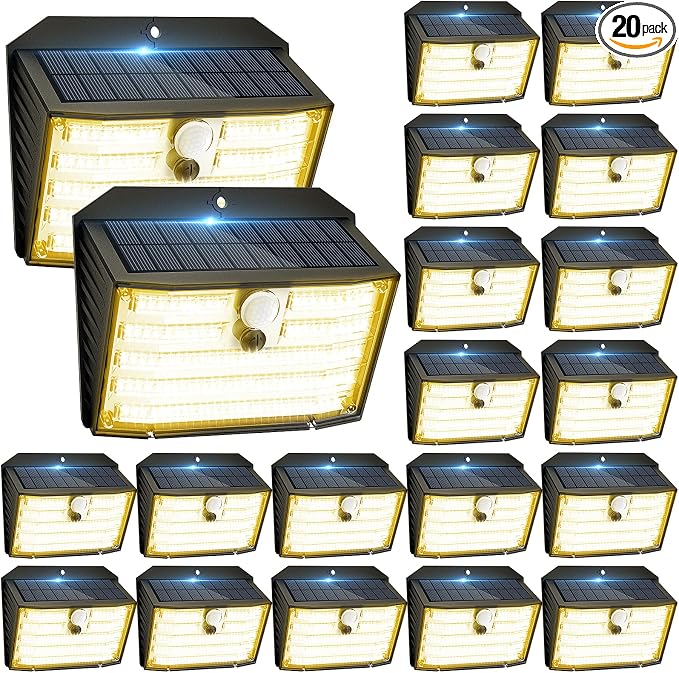 Solar Motion Lights Outdoor, Ultra Bright Solar Fence Lights by Claoner