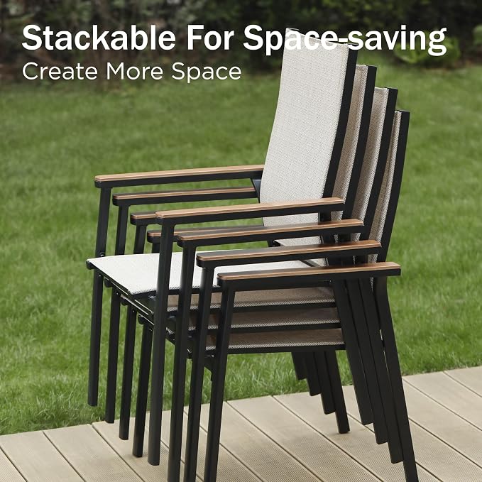 PHI VILLA 7 PCS Patio Dining Set, Aluminum Outdoor Furniture, Patio Table and - Image 2