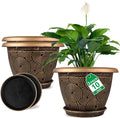 10 Inch Flower Pots Planters for Indoor Outdoor Plants, 3 Pack Plastic Large by Fodetyff