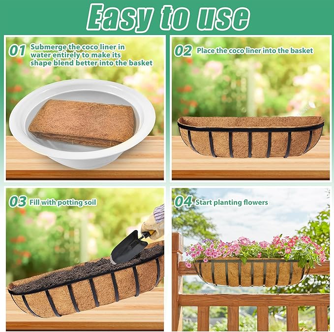 Y&M 36" Coco Liner for Window Box Deck Basket Planter Trough Coconut Fiber - Image 4