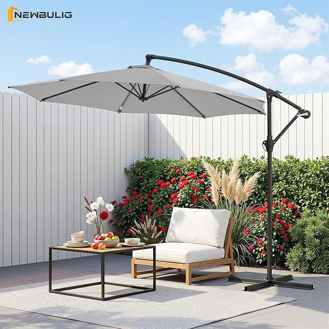 NEWBULIG 10FT Patio Umbrella, Offset Cantilever Outdoor Patio Table Umbrella - Image 2