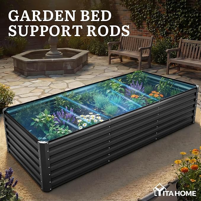 YITAHOME 8x4x2ft Large Raised Garden Bed Kit, Galvanized Metal Planter Box - Image 7