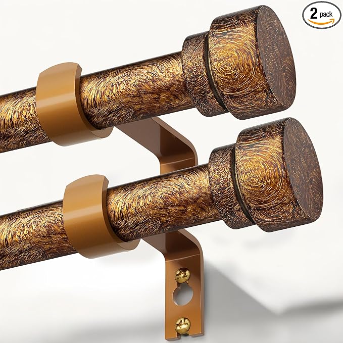 2 Pack Retro Gold Curtain Rods Set by Unknown