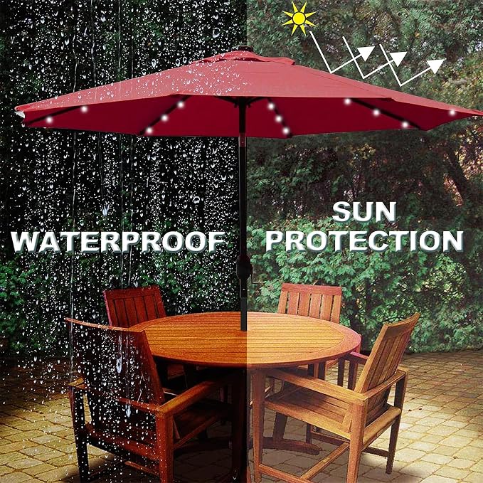 Blissun 9 ft Solar Umbrella, 32 LED Lighted Patio Umbrella, Table Market - Image 4