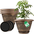 14 Inch Large Planter Pot for Plants Indoor Outdoor, 4 Pack Plastic Flower Pots by Fodetyff