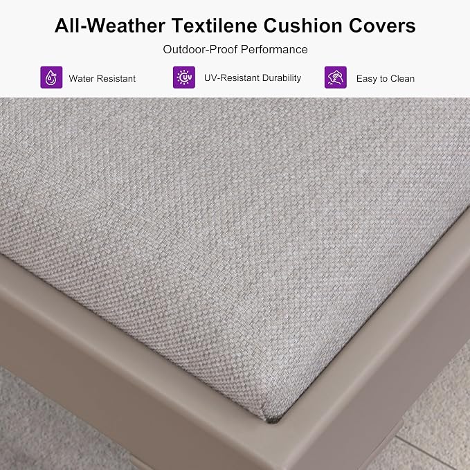PURPLE LEAF Outdoor Chaise Lounge Set of 3 Aluminum Adjustable Patio Lounger - Image 5