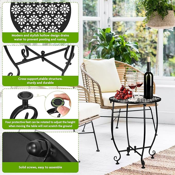 2 Pack 14 Inch Outdoor Side Table - Image 5