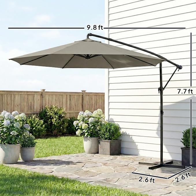 Outsunny 10 ft Offset Patio Umbrella - Image 7