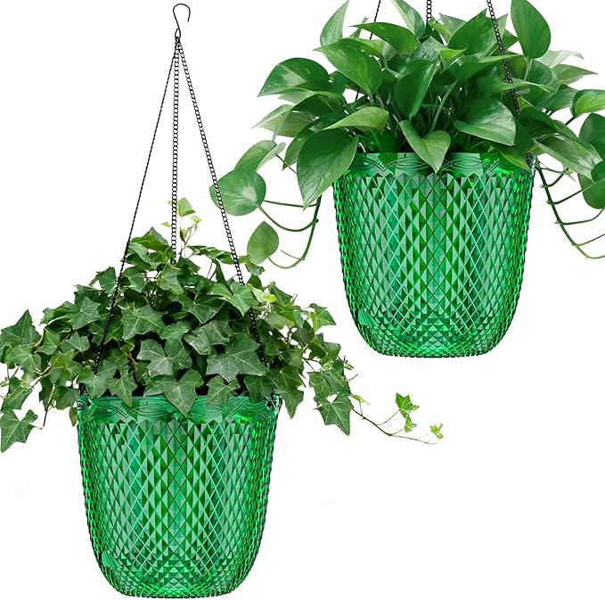 QCQHDU Self Watering Hanging Pots, 2 Pack 5.7 Inch Hanging Planters by QCQHDU