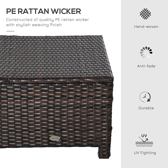 Outsunny 20" Patio Wicker Ottoman, Additional Seating, Side Table - Image 7