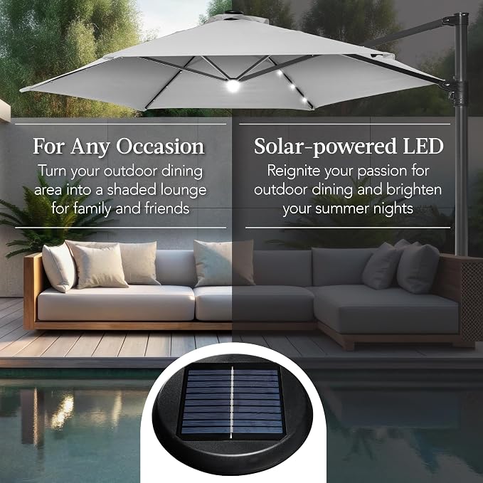 Best Choice Products 10ft Solar LED Offset Cantilever Hanging Market Patio - Image 4