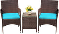 Devoko Patio Porch Furniture Sets 3 Pieces PE Rattan Wicker Chairs by DEVOKO
