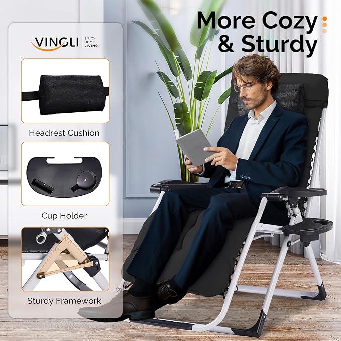 VINGLI Padded Zero Gravity Chair, Lounge Chair - Image 4