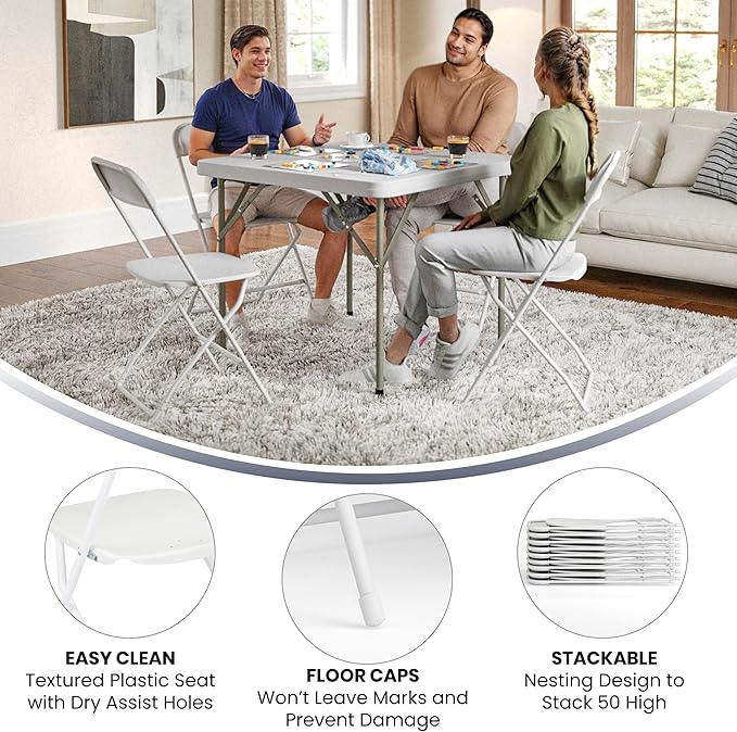Flash Furniture Hercules Set of 10 Indoor/Outdoor Heavy-Duty Plastic Folding - Image 6