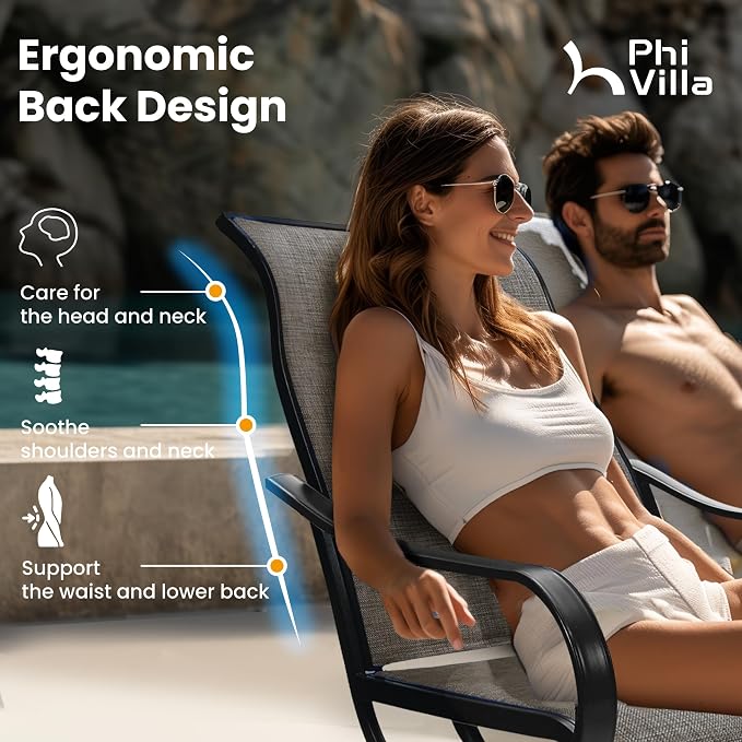 PHI VILLA 7 Piece Patio Dining Set, 6 Swivel Patio Chairs - Image 5