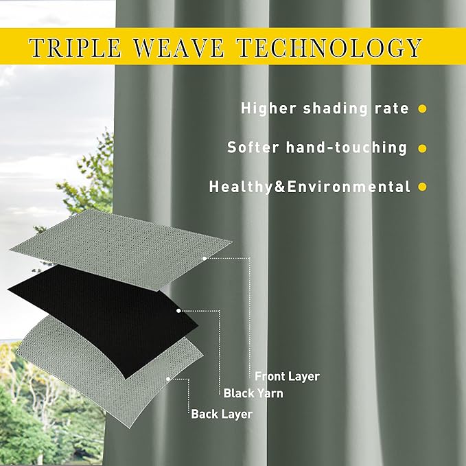 NICETOWN 2 Panels Weighted Outdoor Curtains - Image 7