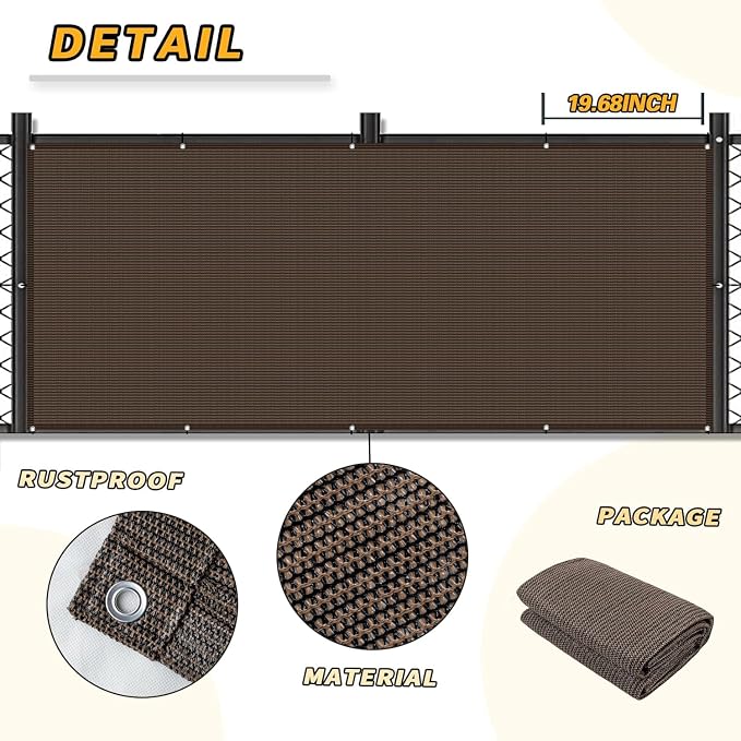 LOVE STORY 3.3'x19.7' Brown Balcony Screen Privacy Fence Cover UV Protection - Image 5
