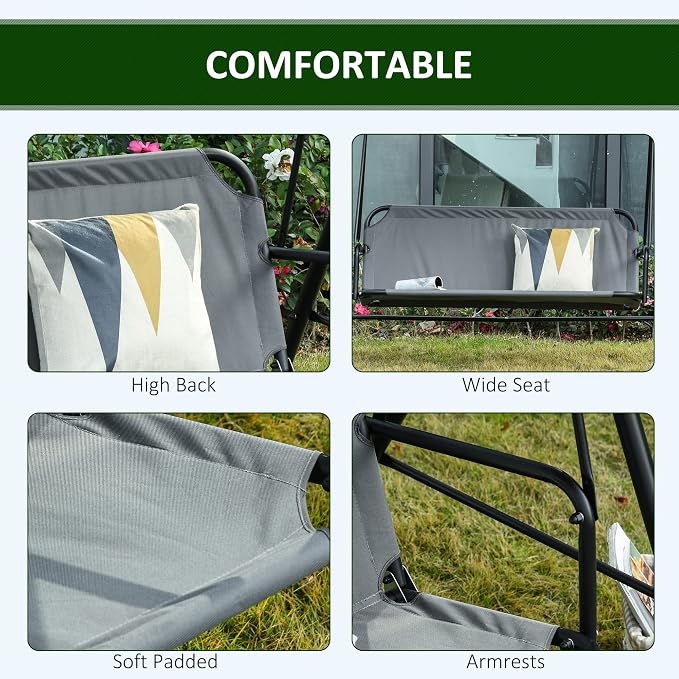 Outsunny 3-Person Porch Swing - Image 5