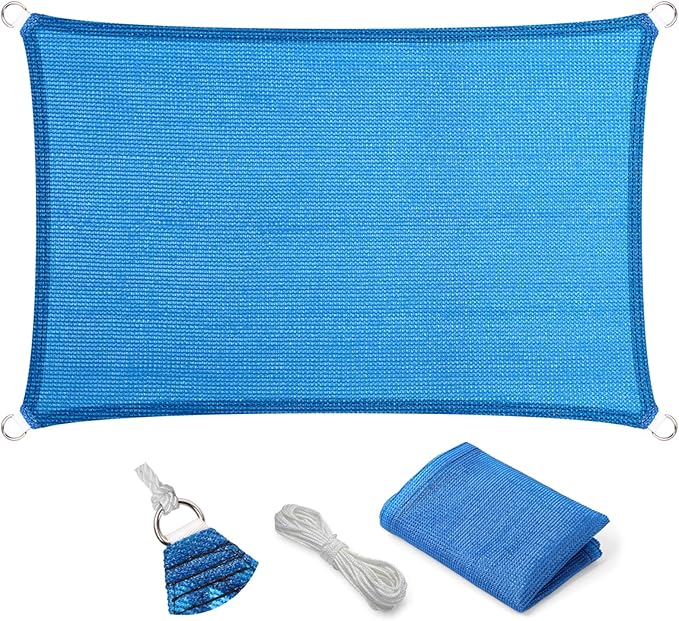 Eden's Decor Straight Flat-Edged Sun Shade Sail Rectangular 7' x 20' Blue by EdensDecorInc