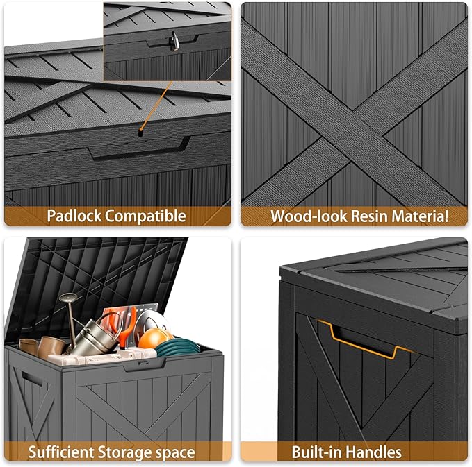 DRATO 32 Gallon Deck Box X pattern, Outdoor Storage Box - Image 6