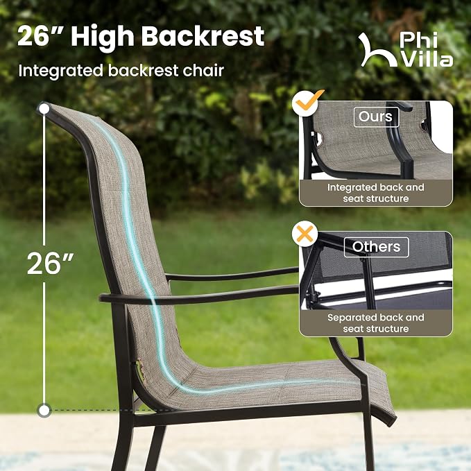 PHI VILLA 7 PCS Patio Dining Set, Outdoor Table and Chair Set - Image 3