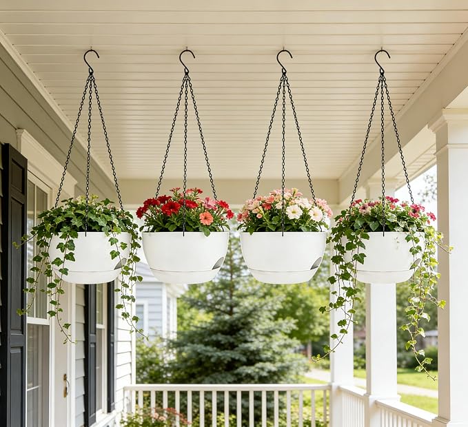 Set of 4-8 Inch Self Watering Hanging Planters - Image 7
