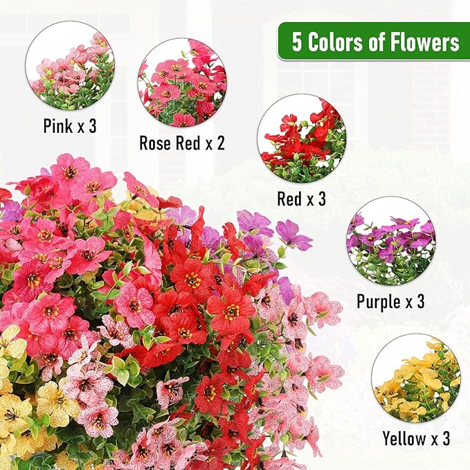 Artificial Flowers Outdoor Fake Plants, Faux Silk Flowers Plastic Plants - Image 3