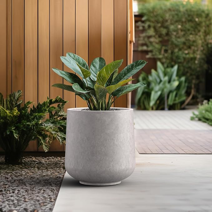 Kante 15.3" Dia Round Concrete Planter, Outdoor Indoor Large Plant Pots - Image 5