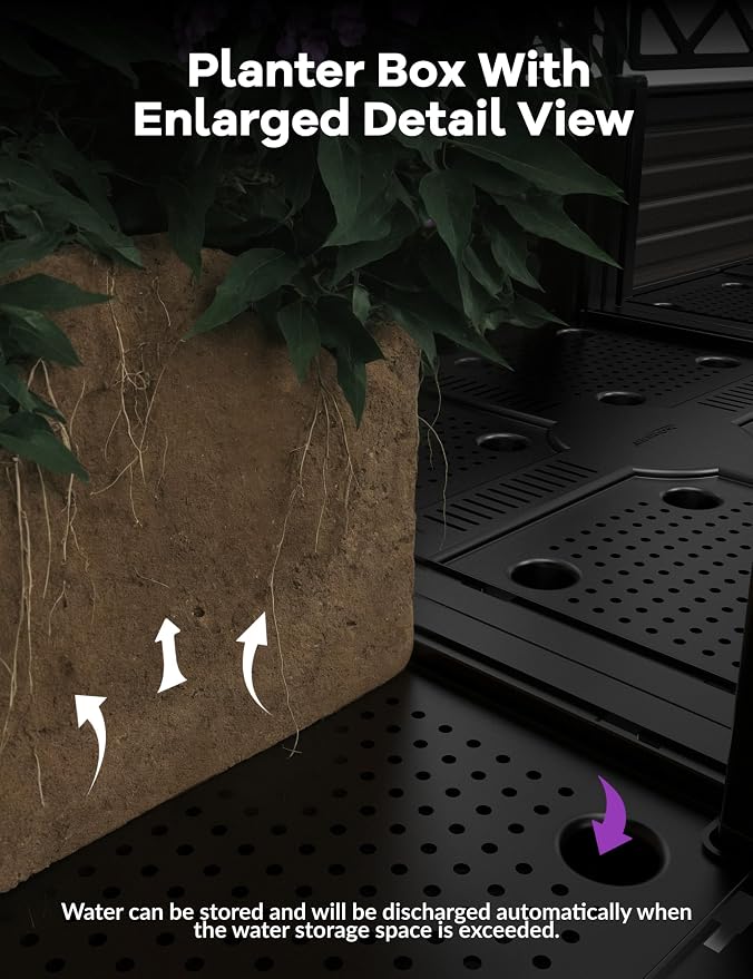 4 PCS Raised Garden Bed with Trellis & Privacy Screen, Flowers on Patio - Image 3