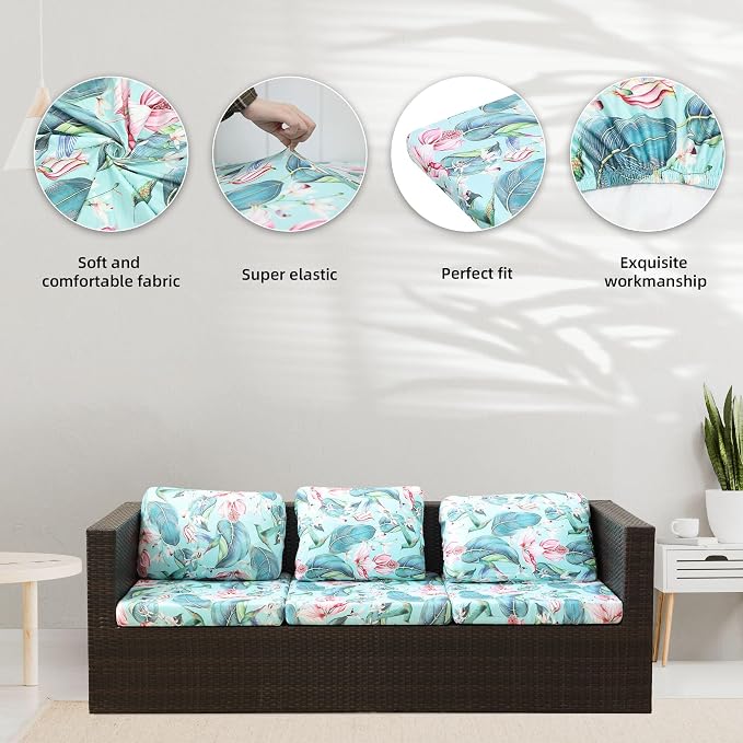 8Pcs Stretch Patio Cushion Covers, Outdoor Couch Covers Replacement, Outdoor - Image 3