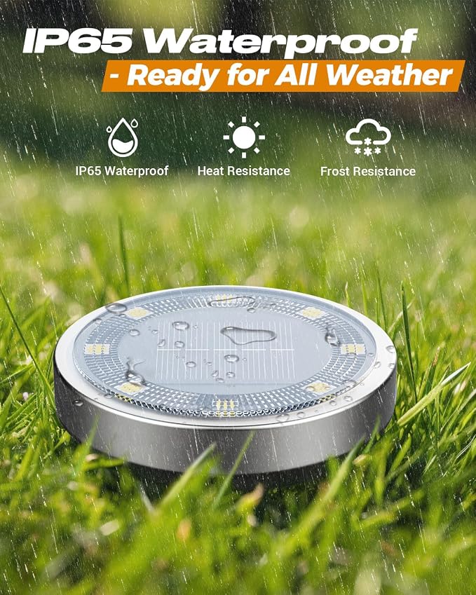 btfarm 6 Pack Solar Lights Outdoor, 8 LED Solar Ground Lights IP65 Waterproof - Image 3